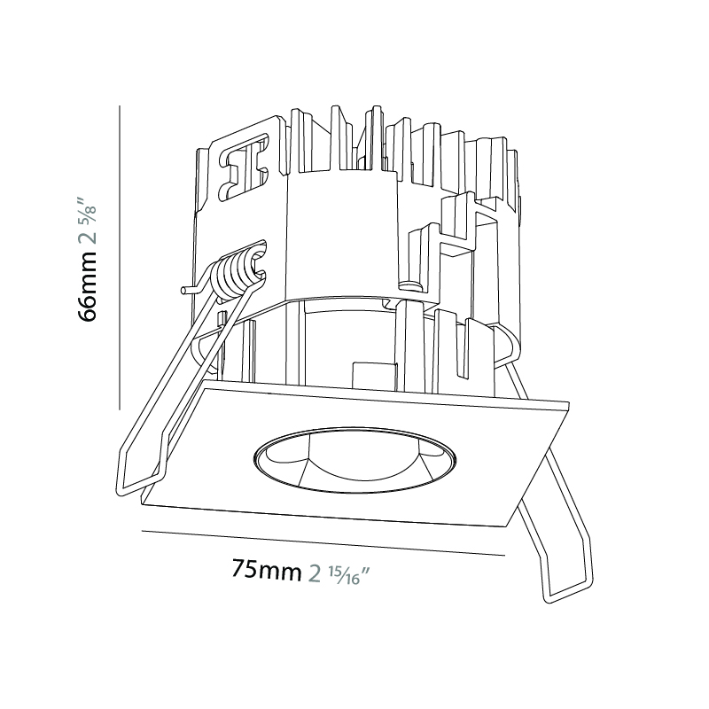 Oiko Pro Square by Prolicht – 2 15/16″ x 2 9/16″ Recessed, Downlight offers LED lighting solutions | Zaneen Architectural / Line art