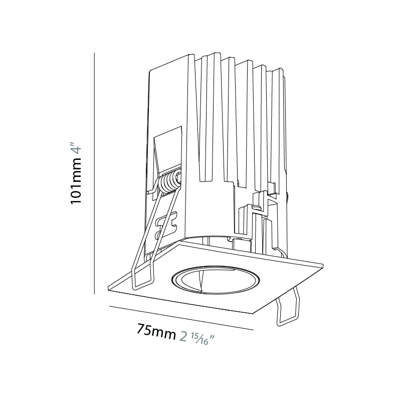 Oiko Pro Square by Prolicht – 2 15/16″ x 4″ Recessed, Downlight offers LED lighting solutions | Zaneen Architectural / Line art