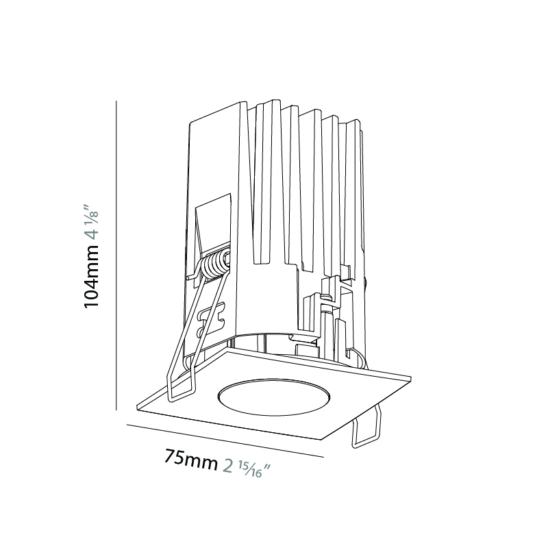 Oiko Pro Square by Prolicht – 2 15/16″ x 4 1/8″ Recessed, Downlight offers LED lighting solutions | Zaneen Architectural / Line art