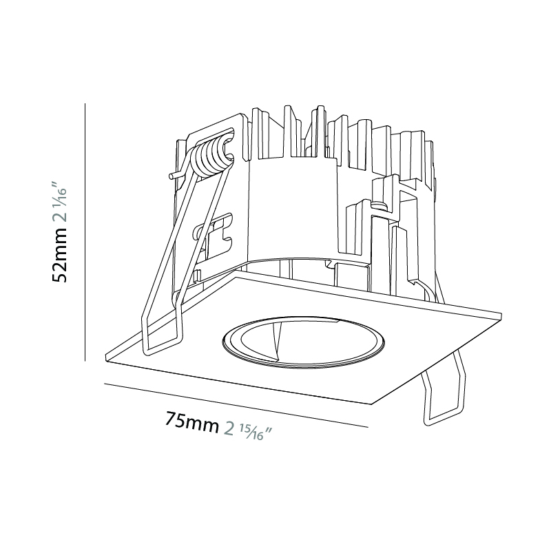 Oiko Pro Square by Prolicht – 2 15/16″ x 2″ Recessed, Downlight offers LED lighting solutions | Zaneen Architectural / Line art