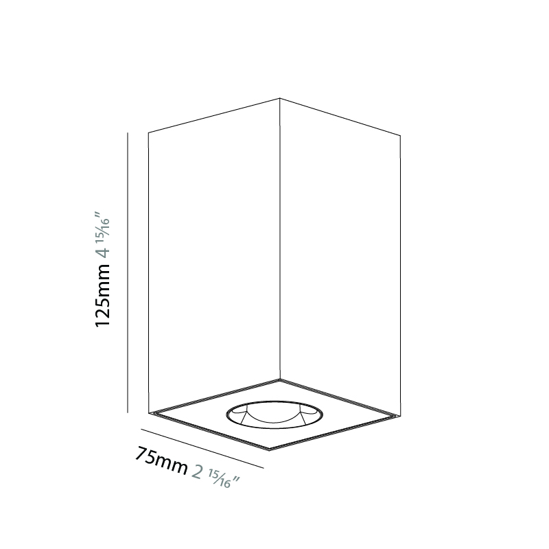 Oiko Pro Square by Prolicht – 2 15/16″ x 4 15/16″ Surface, Downlight offers LED lighting solutions | Zaneen Architectural / Line art