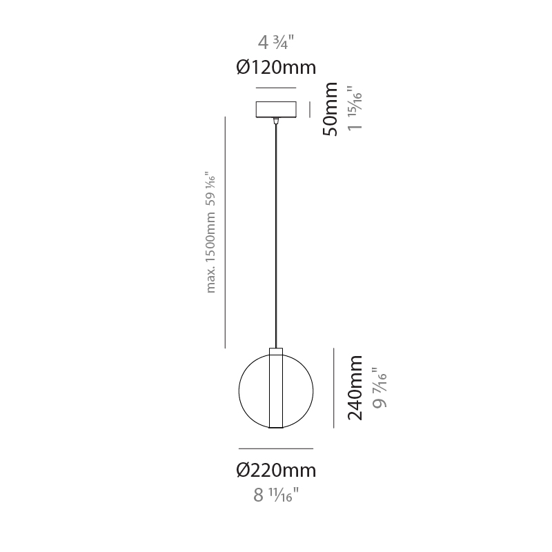 Oscura by Cangini & Tucci – 8 11/16″ x 9 7/16″ Suspension, Pendant offers quality European interior lighting design | Zaneen Design / Line art