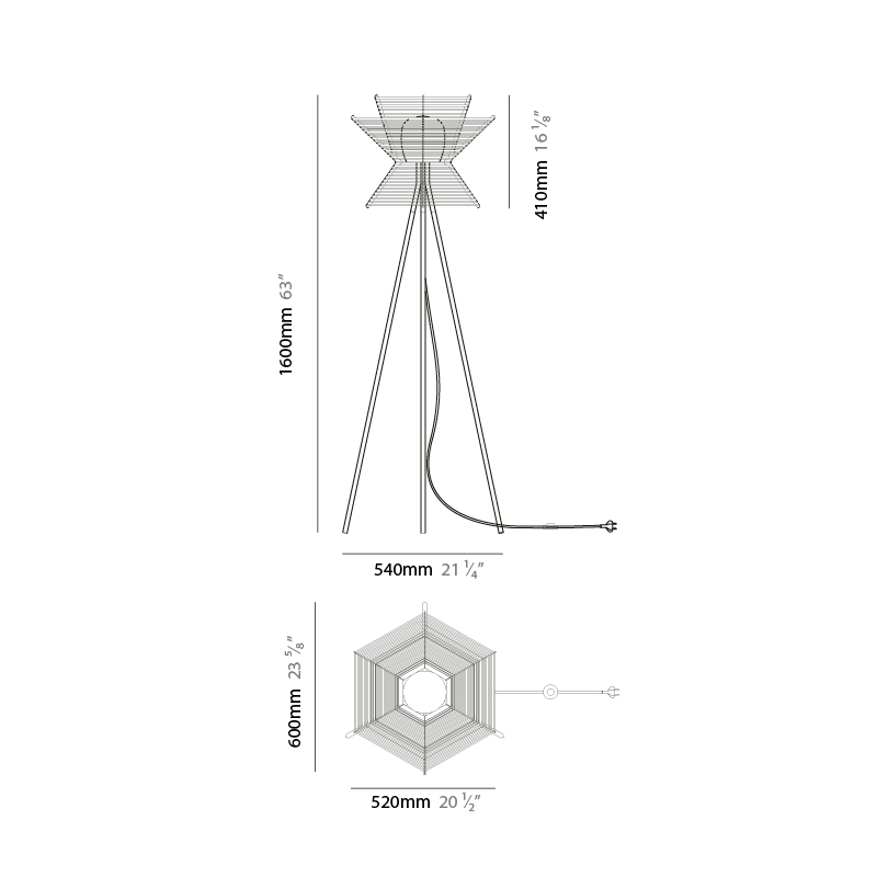 Pagoda by Ole – 23 5/8″ x 63″ Portable, Floor offers quality European interior lighting design | Zaneen Design / Line art