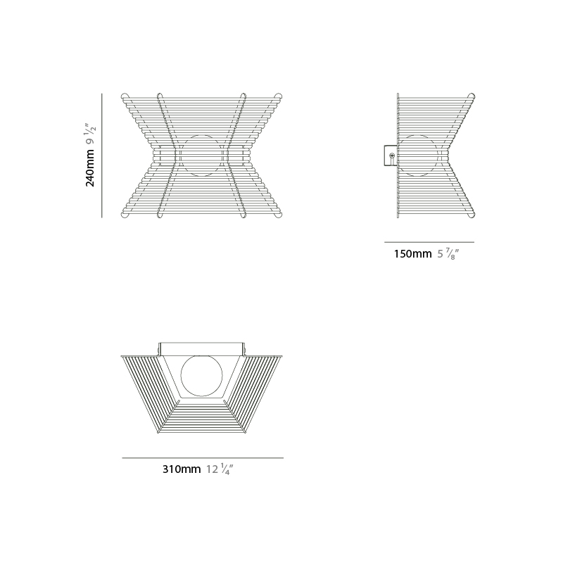 Pagoda by Ole –  x 9 7/16″ Surface, Wall Surface offers quality European interior lighting design | Zaneen Design / Line art