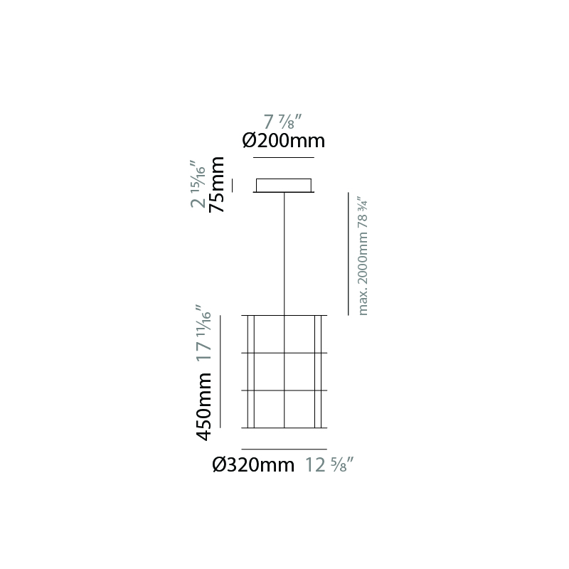 Pillar by Quasar – 12 5/8″ x 17 11/16″ Suspension, Pendant offers quality European interior lighting design | Zaneen Design / Line art