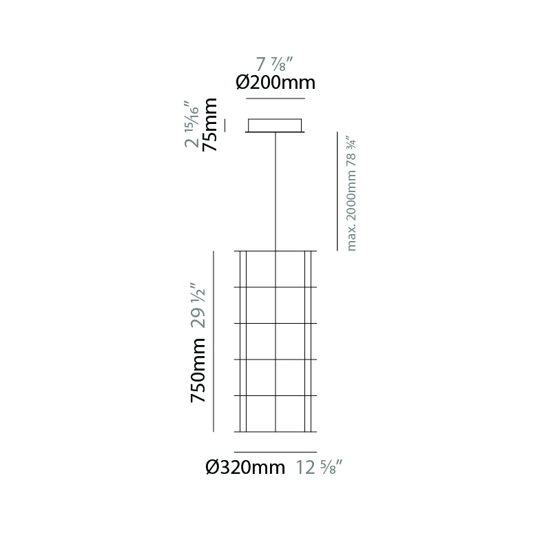Pillar by Quasar – 12 5/8″ x 29 1/2″ Suspension, Pendant offers quality European interior lighting design | Zaneen Design / Line art