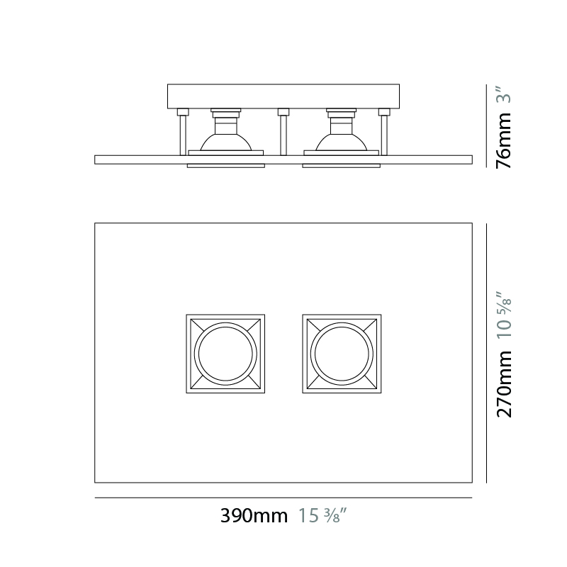Polifemo by Milan – 15 3/8″ x 3″ Surface, Downlight offers quality European interior lighting design | Zaneen Design / Line art