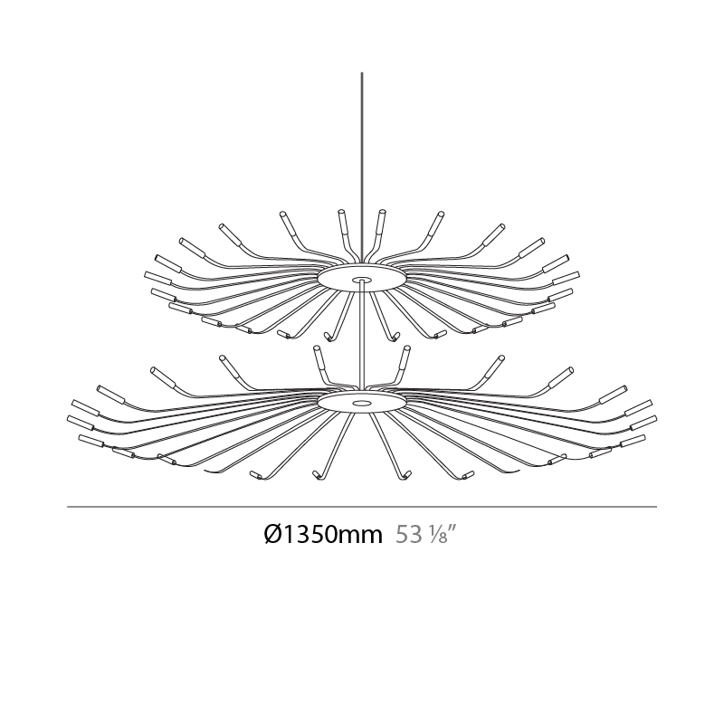 Raggio by Icone – 53 1/8″ Suspension, Chandelier offers quality European interior lighting design | Zaneen Design