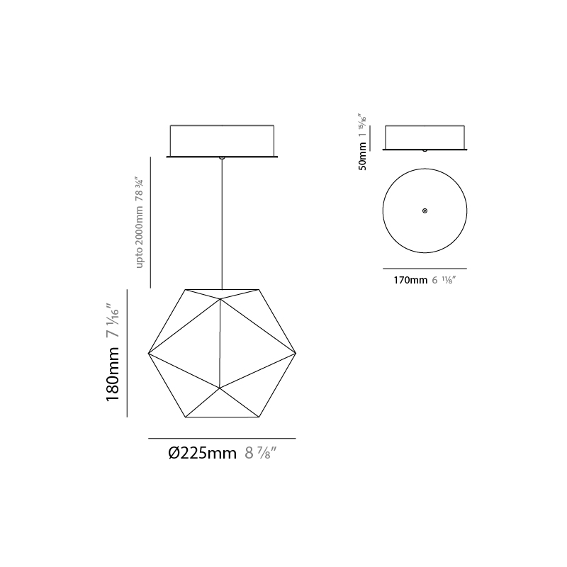 Rontonton by Quasar – 8 7/8″ x 7 1/16″ Suspension, Pendant offers quality European interior lighting design | Zaneen Design