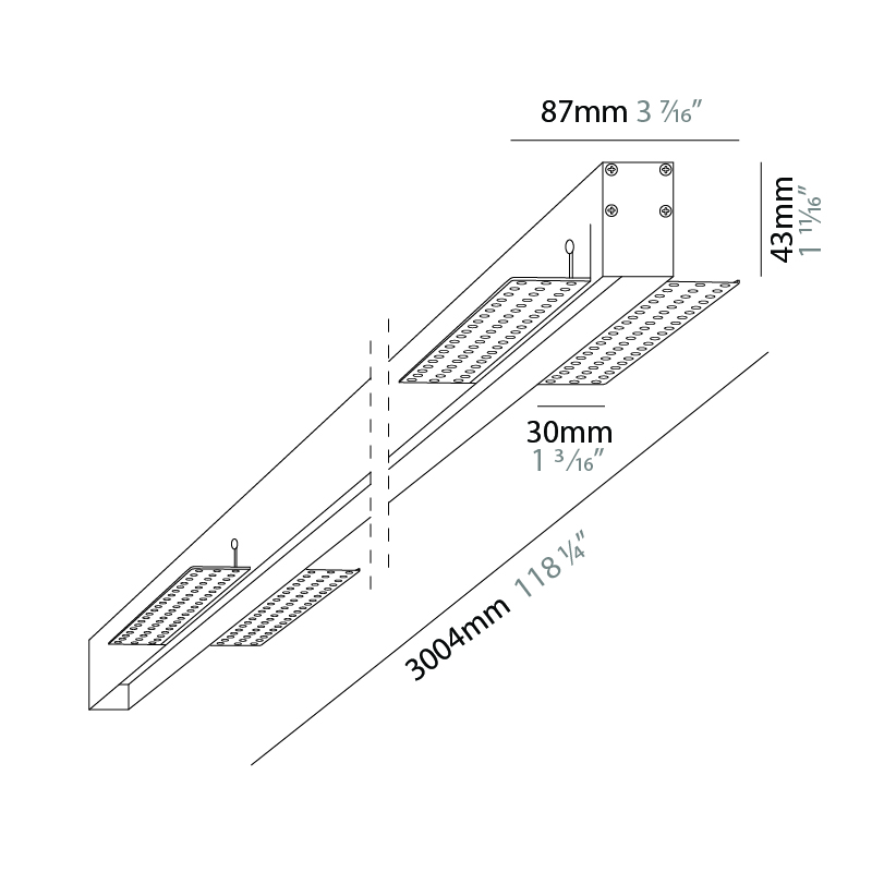 Sagittarius by Ivela – 118 1/8″ x 1 2/3″ Trimless, Profile offers LED lighting solutions | Zaneen Architectural