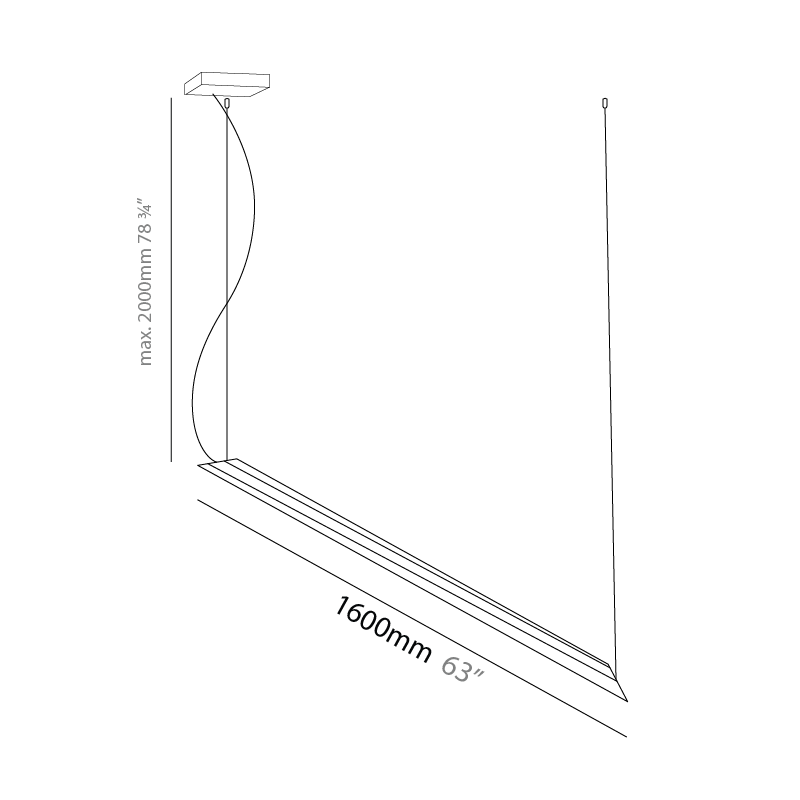 Schegge by Knikerboker – 63″ x 2 9/16″ Suspension, Pendant offers quality European interior lighting design | Zaneen Design / Line art