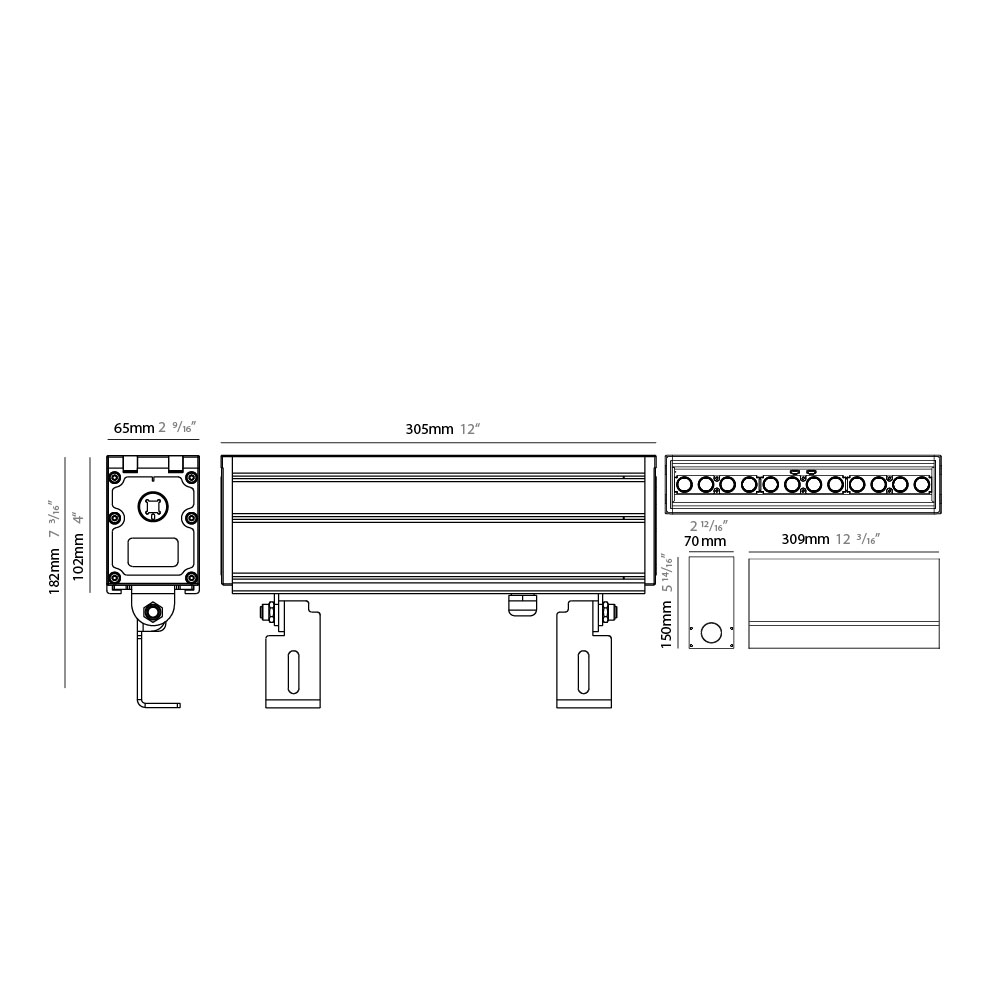 Lineari 65 by Zaneen – 12″ x 4″ Recessed, Wall Grazer offers high performance and quality material | Zaneen Exterior / Line art