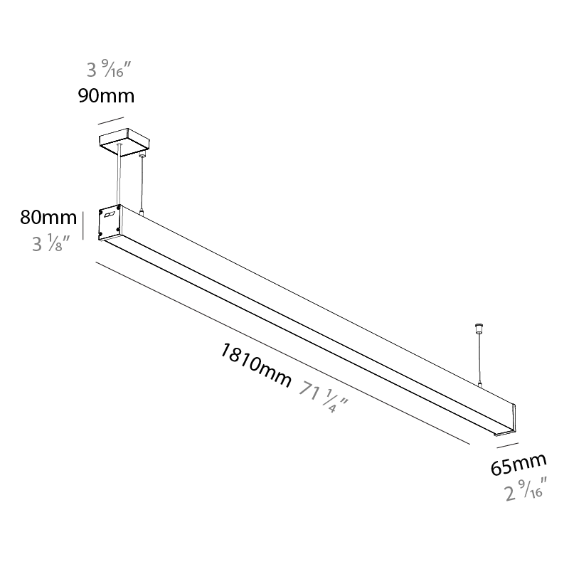 Slider Straight IP54 by Prolicht – 71 1/4″ x 3 1/8″ Suspension, Linear Profiles offers LED lighting solutions | Zaneen Architectural / Line art