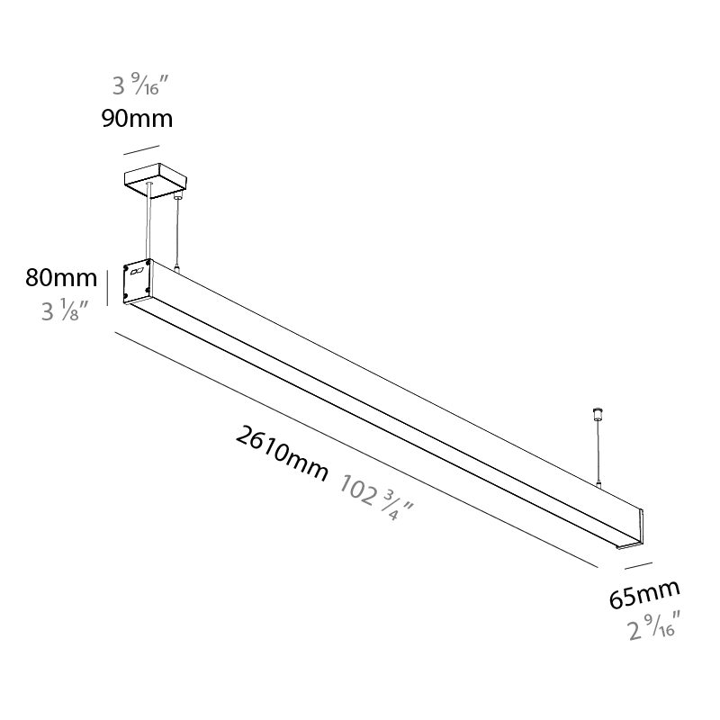 Slider Straight IP54 by Prolicht – 102 3/4″ x 3 1/8″ Suspension, Linear Profiles offers LED lighting solutions | Zaneen Architectural / Line art