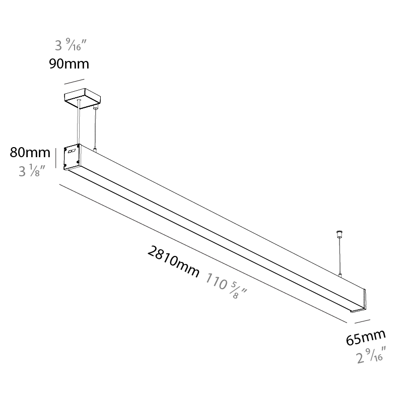 Slider Straight IP54 by Prolicht – 110 5/8″ x 3 1/8″ Suspension, Linear Profiles offers LED lighting solutions | Zaneen Architectural / Line art
