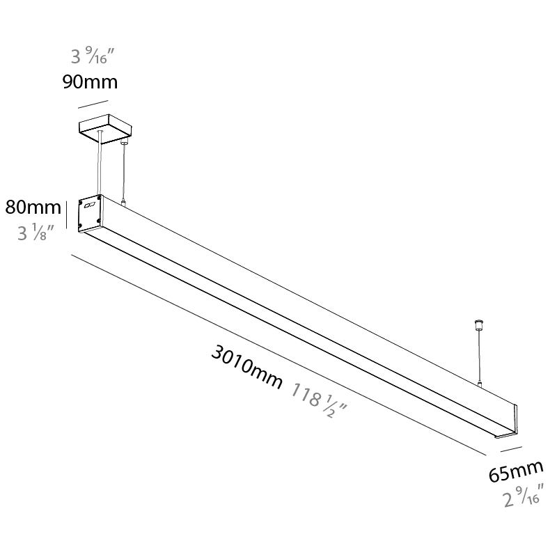 Slider Straight IP54 by Prolicht – 118 1/2″ x 3 1/8″ Suspension, Linear Profiles offers LED lighting solutions | Zaneen Architectural / Line art