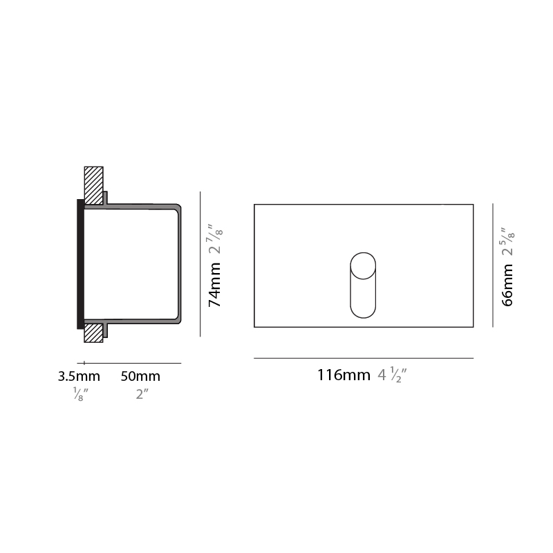 Small Blade by Side – 4 1/2″ x 2 7/8″ Recessed, Step Light offers high performance and quality material | Zaneen Exterior / Line art