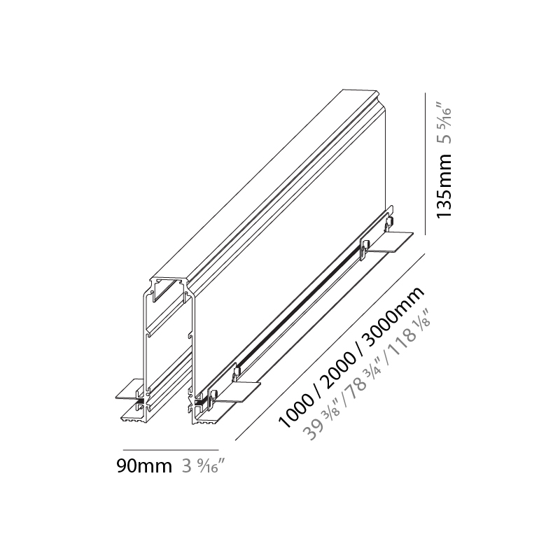 Snooker by Prolicht – 39 3/8 / 78 3/4 / 118 1/8″ x 5 5/16″ Trimless, Profile offers LED lighting solutions | Zaneen Architectural