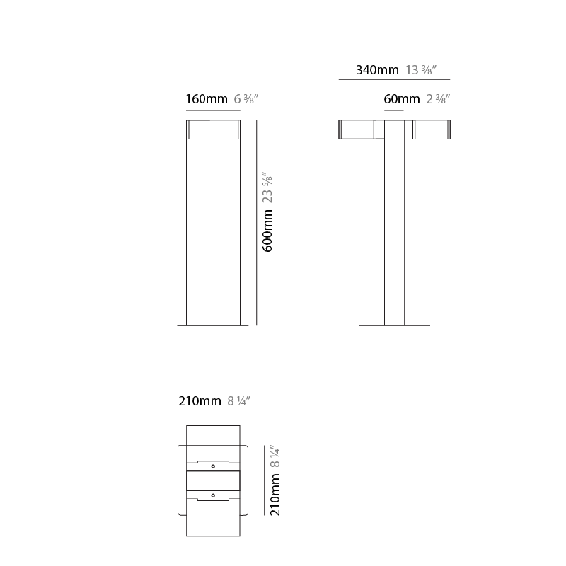 Solaris Mini by Side – 8 1/4″ x 23 5/8″ Post, Bollard offers high performance and quality material | Zaneen Exterior