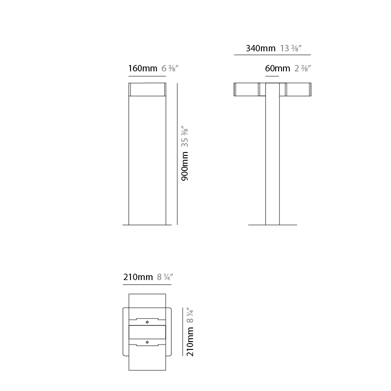 Solaris Mini by Side – 8 1/4″ x 35 7/16″ Post, Bollard offers high performance and quality material | Zaneen Exterior / Line art