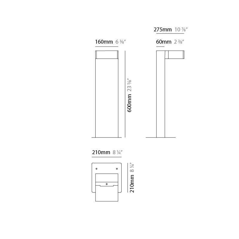 Solaris Mini by Side – 8 1/4″ x 23 5/8″ Post, Bollard offers high performance and quality material | Zaneen Exterior / Line art