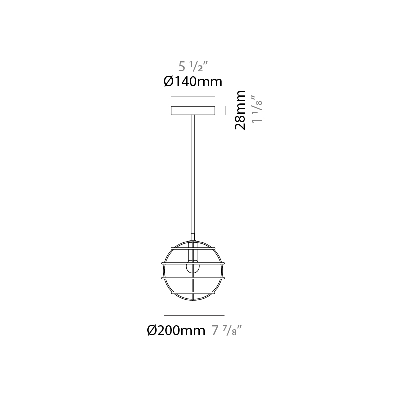 Sphere by Fambuena – 7 7/8″ x 7 7/8″ Suspension, Pendant offers quality European interior lighting design | Zaneen Design