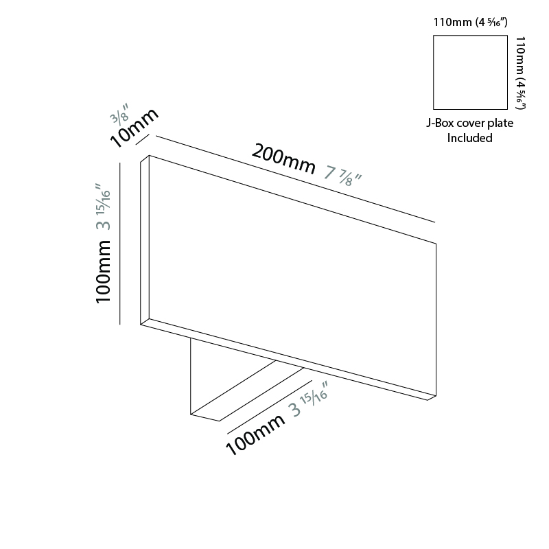 Ti by Icone – 7 7/8″ x 3 15/16″ Surface, Wall Surface offers quality European interior lighting design | Zaneen Design / Line art