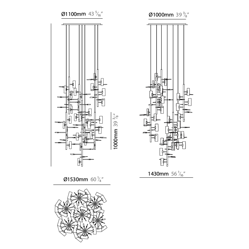 Tree by Artigia – 59 1/16″ x 39 3/8″ Suspension, Chandelier offers quality European interior lighting design | Zaneen Design / Line art