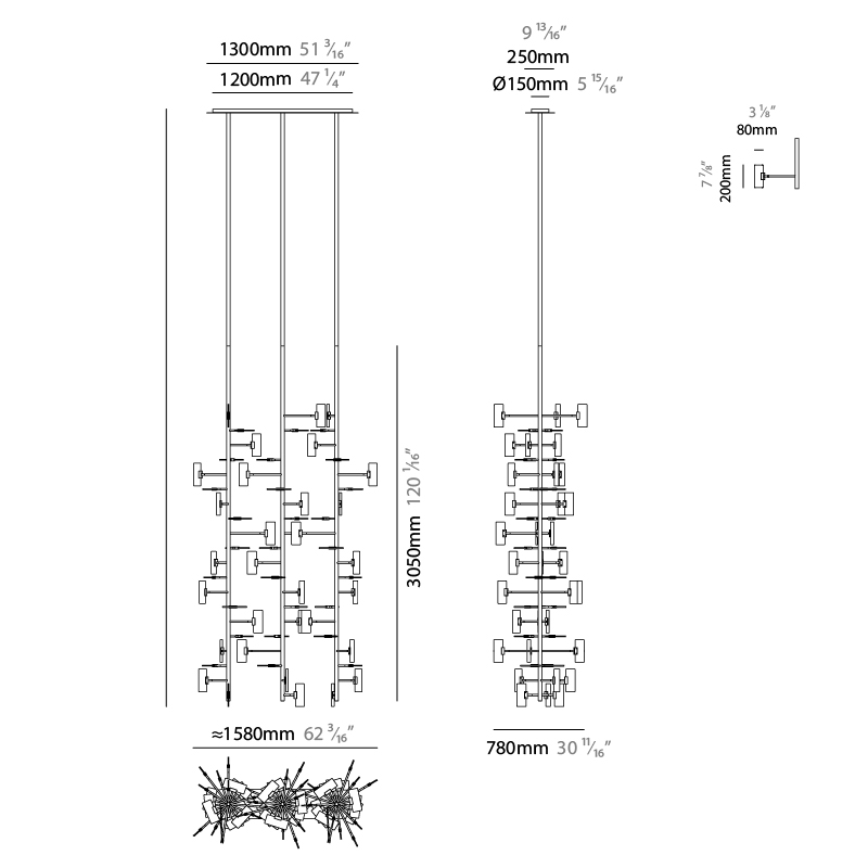Tree by Artigia – 66 15/16″ x 78 3/4″ Suspension, Chandelier offers quality European interior lighting design | Zaneen Design / Line art