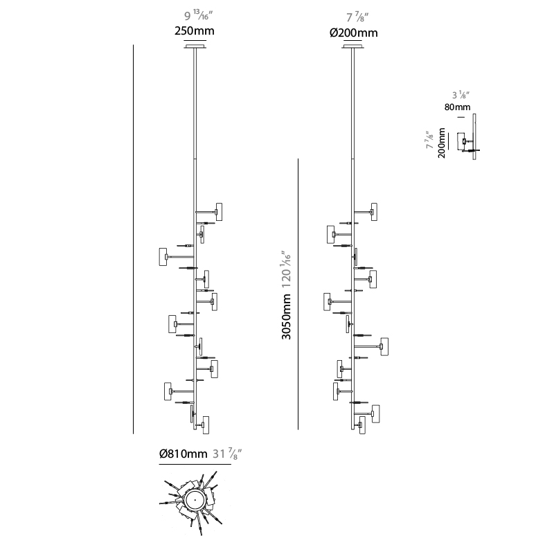 Tree by Artigia – 31 1/2″ x 118 1/8″ Suspension, Chandelier offers quality European interior lighting design | Zaneen Design / Line art