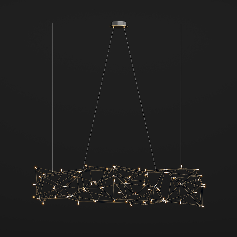 Universe Abstract by Quasar – 70 7/8″ x 15 3/4″ Suspension, Ambient offers quality European interior lighting design | Zaneen Design