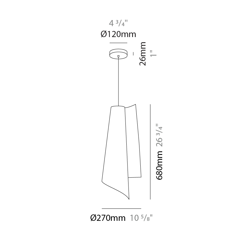 Vela by Linea Zero – 10 5/8″ x 26 3/4″ Suspension, Pendant offers quality European interior lighting design | Zaneen Design