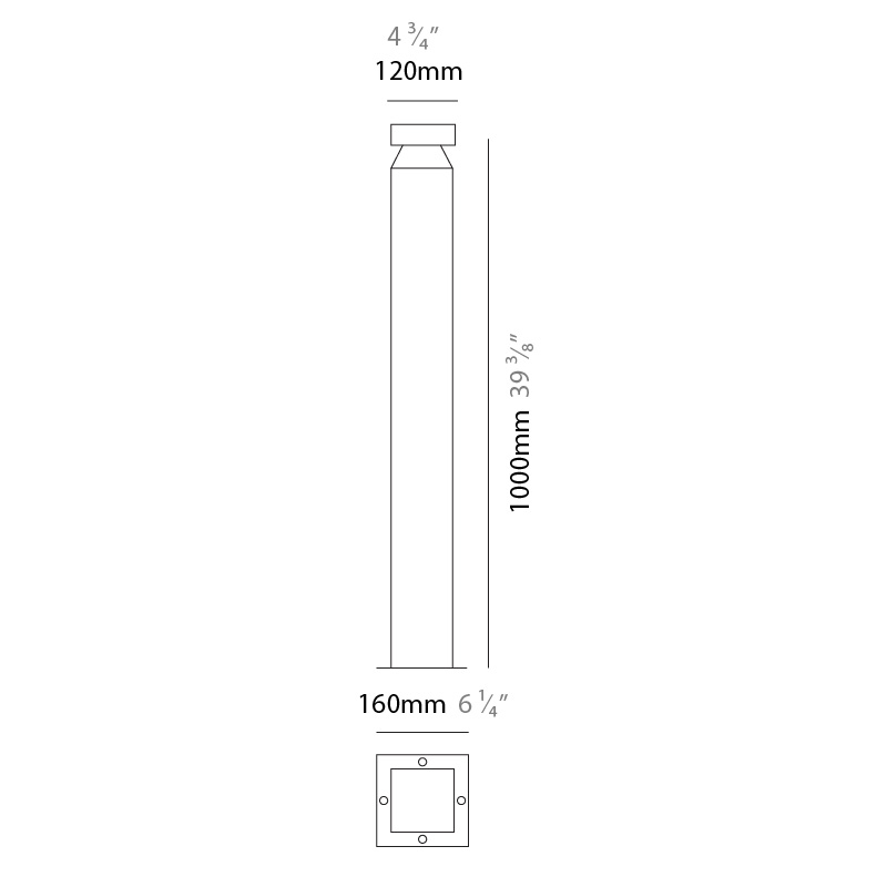 Verso 120-Q by Side – 4 3/4″ x 39 3/8″ Portable, Bollard offers high performance and quality material | Zaneen Exterior / Line art