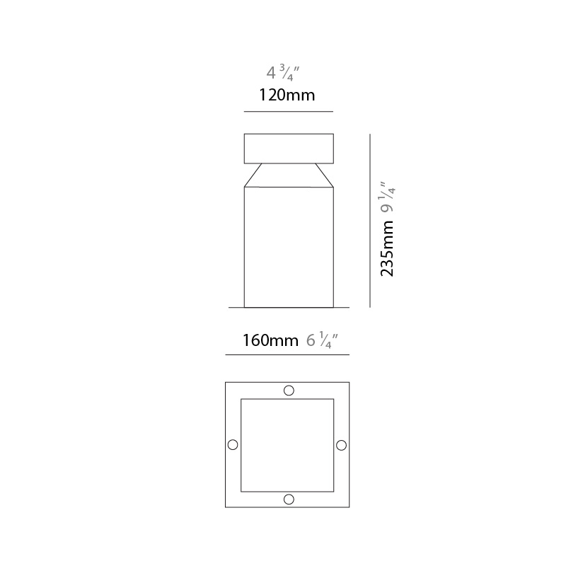 Verso 120-Q by Side – 4 3/4″ x 9 1/4″ Portable, Bollard offers high performance and quality material | Zaneen Exterior / Line art