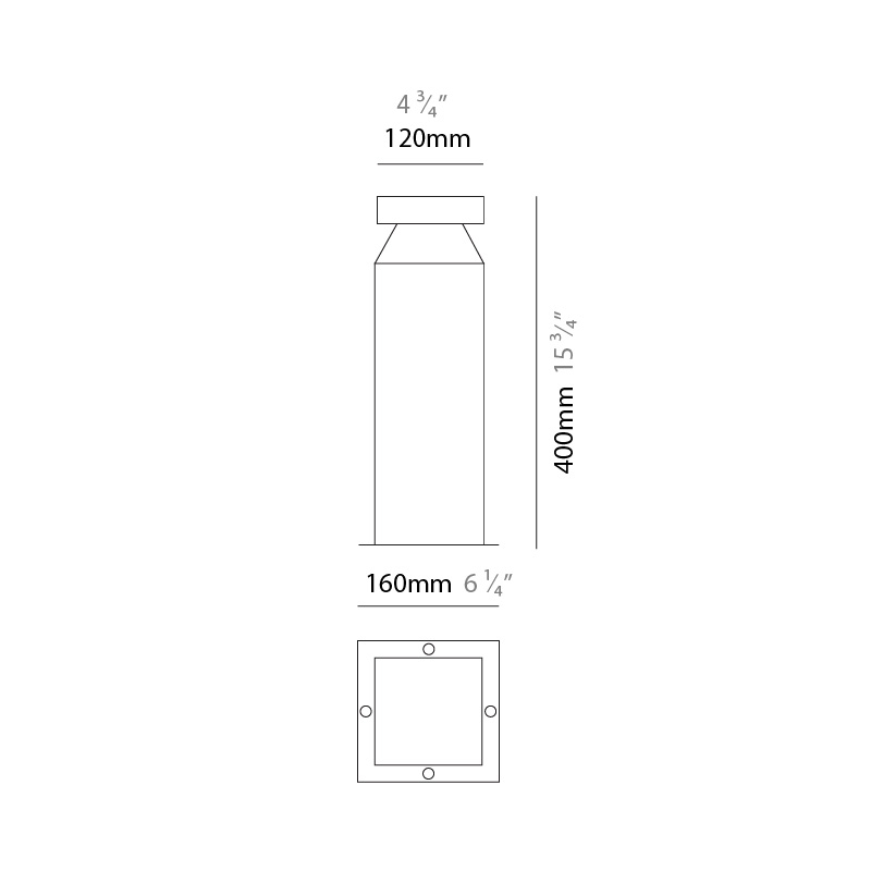 Verso 120-Q by Side – 4 3/4″ x 15 3/4″ Portable, Bollard offers high performance and quality material | Zaneen Exterior / Line art