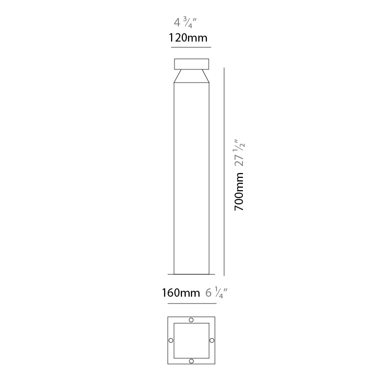 Verso 120-Q by Side – 4 3/4″ x 27 1/2″ Portable, Bollard offers high performance and quality material | Zaneen Exterior / Line art