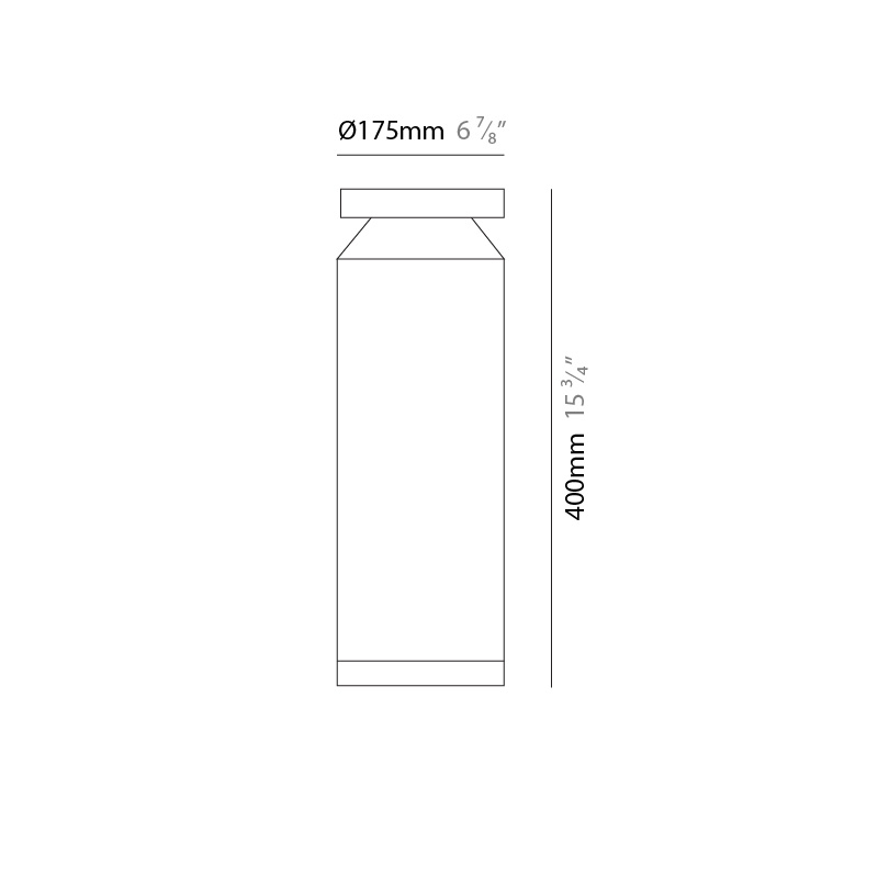 Verso 175 Konic by Side – 6 7/8″ x 15 3/4″ Post, Bollard - Mini offers high performance and quality material | Zaneen Exterior / Line art