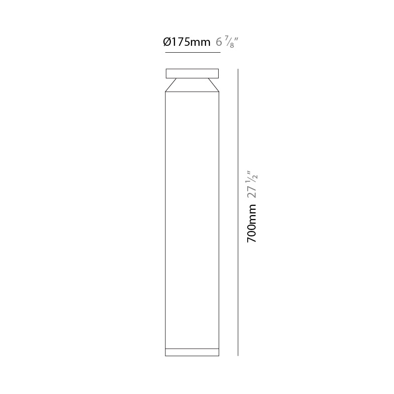 Verso 175 Konic by Side – 6 7/8″ x 27 9/16″ Post, Bollard offers high performance and quality material | Zaneen Exterior / Line art
