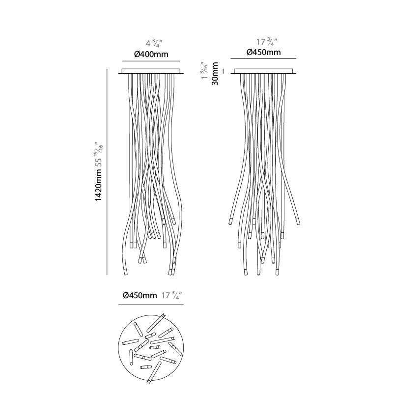 Whirl by Artigia – 17 11/16″ x 55 1/8″ Surface, Ceiling Surface offers quality European interior lighting design | Zaneen Design / Line art