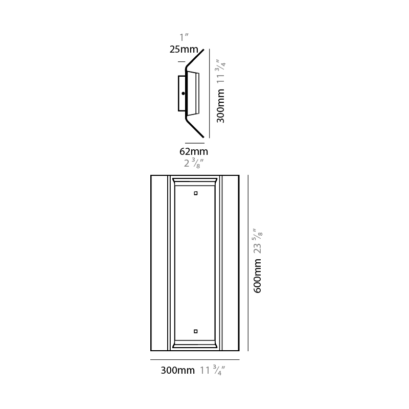 Zero4 by Side – 23 5/8″ x 11 3/4″ Surface, Wall Surface offers quality European interior lighting design | Zaneen Design / Line art