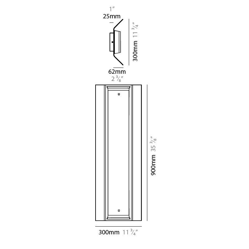 Zero4 by Side – 35 3/8″ x 11 3/4″ Surface, Wall Surface offers quality European interior lighting design | Zaneen Design / Line art