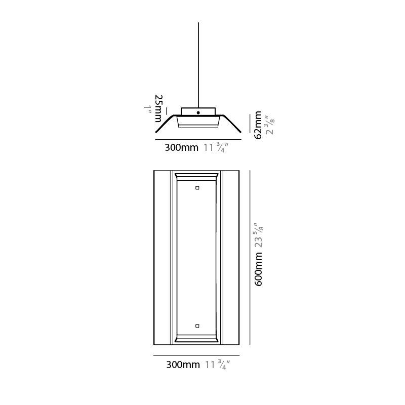 Zero4 by Side – 23 5/8″ x 2 3/8″ Suspension, Pendant offers quality European interior lighting design | Zaneen Design / Line art