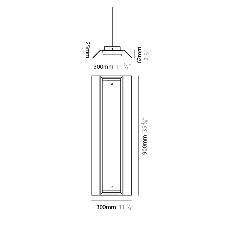 Zero4 by Side – 35 3/8″ x 2 3/8″ Suspension, Pendant offers quality European interior lighting design | Zaneen Design / Line art