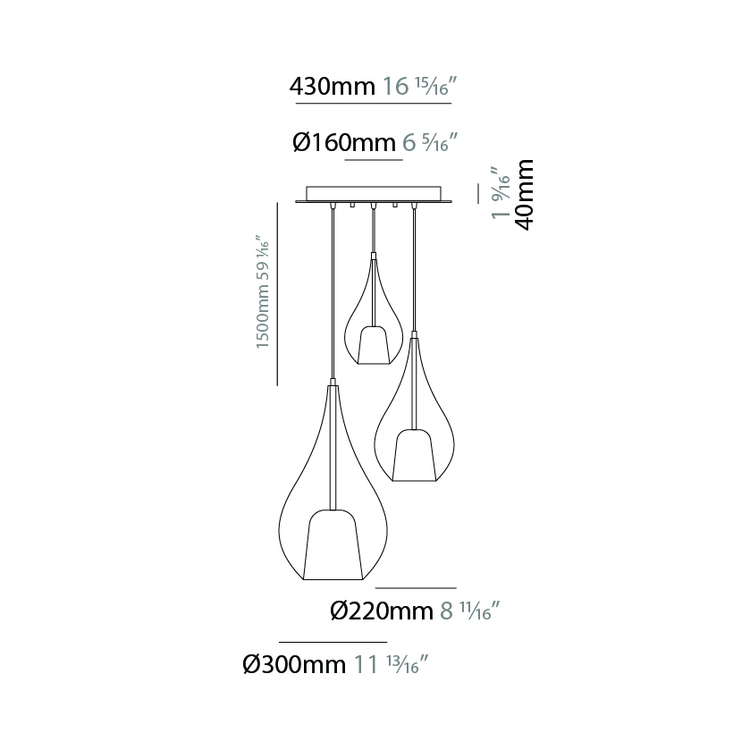 Zoe by Cangini & Tucci – 16 15/16″ x 59 15/16″ Suspension, Pendant offers quality European interior lighting design | Zaneen Design / Line art