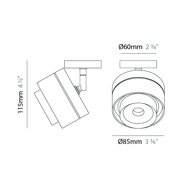 Zoom by Letroh – 3 3/8″ x 4 1/2″ Surface, Spots offers LED lighting solutions | Zaneen Architectural / Line art