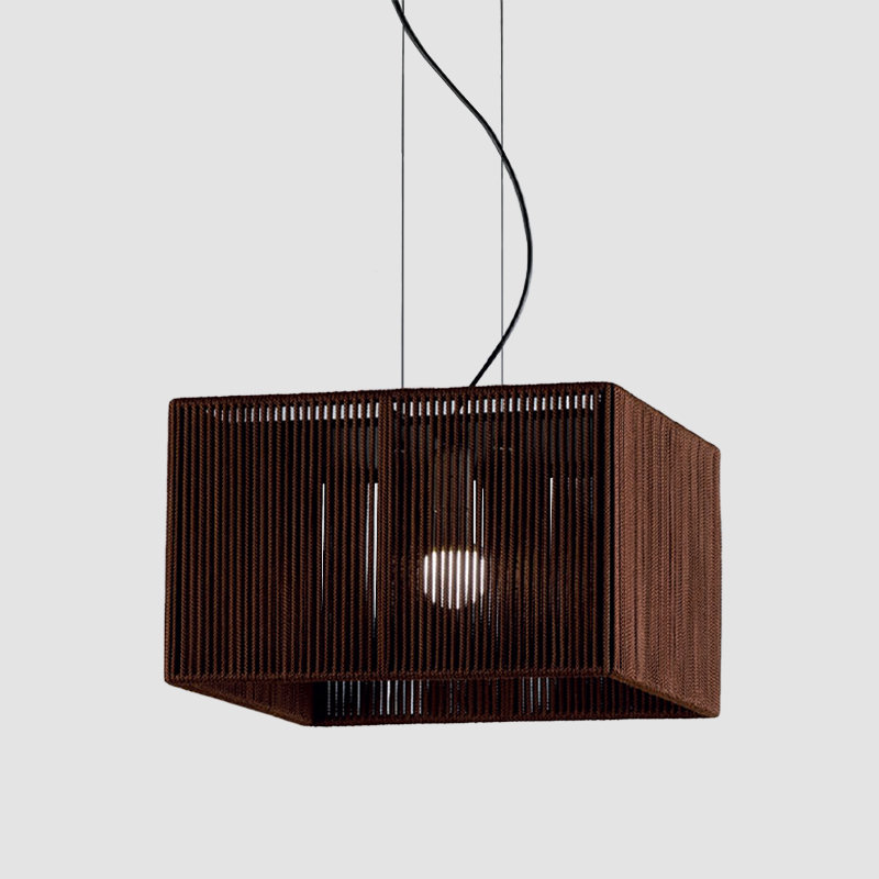 Bass by Ole - Design suspension cubical light with hand-made cord lampshade