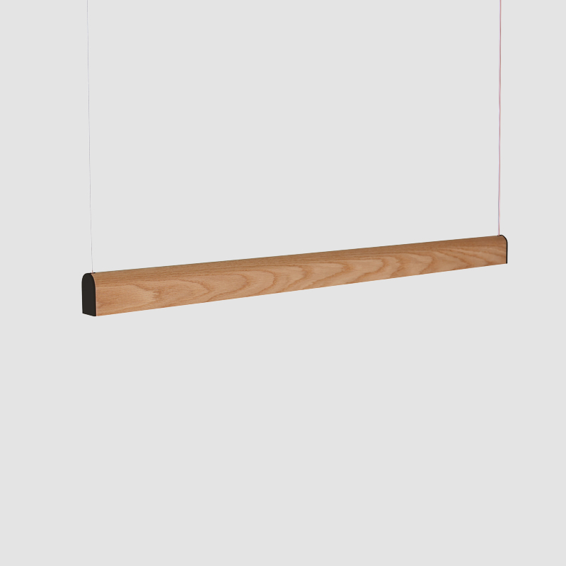 Curve by Tunto- Linear suspension light, made with organic materials and features micro prism opal diffuser