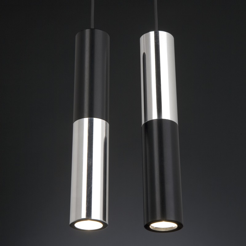IO by Quasar - Cylinder pendant made of anodized Black and Polished Aluminum