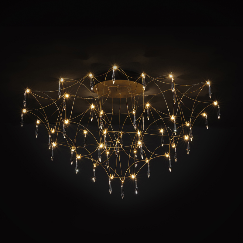 Mira by Quasar - Elegant chandelier lamp with nickel finish and Swarovski crystal accessories