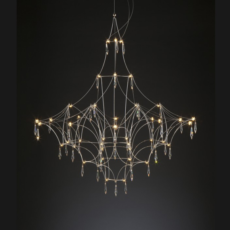 Mira by Quasar - Elegant chandelier lamp with nickel finish and Swarovski crystal accessories